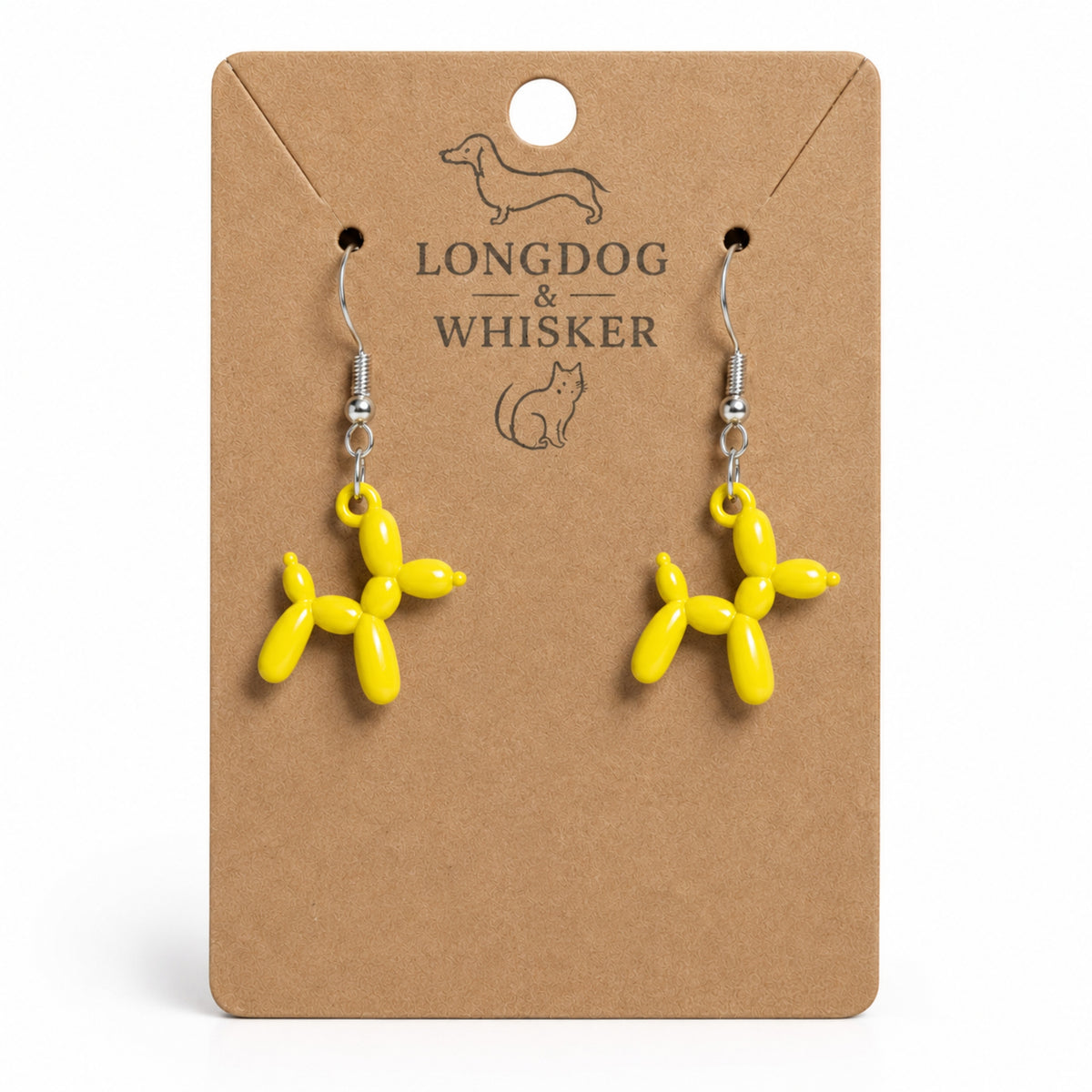 Yellow Balloon Dog Earrings on Longdog & Whisker product card